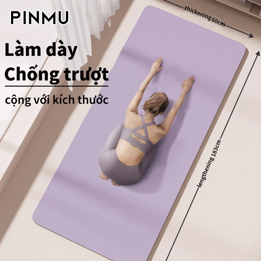 Thảm Yoga PINMU Tập Gym 6mm TPE Chống Trượt gấp gọn, du lịch tiện lợi