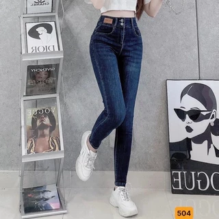 Quần jean nữ màu trắng co giãn, quần bò lưng cao 9 tấc 3 cúc dáng ôm body cạp cao luty_shop90 ms514