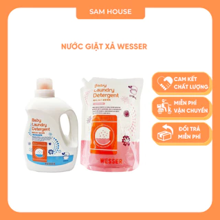 Nước giặt xả Wesser 2 trong 1 can 3000ml, túi 2100ml (Hàng nhập khẩu) - Sam House