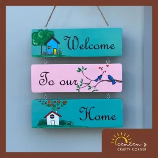 Bảng gỗ vẽ tay Welcome Home