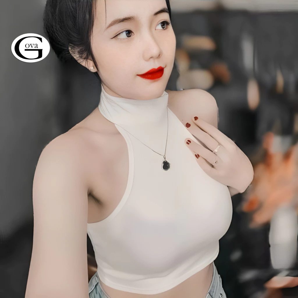 Áo Croptop YẾM CỔ LỌ Nữ Thun Gân Ulzzang Kiểu Ôm Body, Áo Thun Phong Cách Sexy Thời Trang