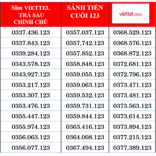 Sim Trả Sau Viettel Số Đẹp, sim sảnh tiến 123 giá rẻ chính chủ