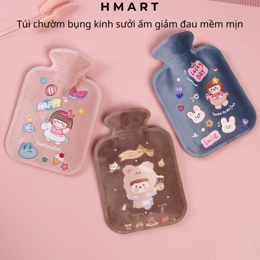 Túi chườm bụng kinh Hmart Túi sưởi ấm chườm bụng nóng lạnh giữ nhiệt giảm đau bụng kinh vải nhung mịn hình thú đáng yêu