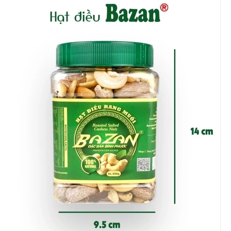 HẠT ĐIỀU RANG MUỐI BÌNH PHƯỚC BAZAN SỐ 500Gr