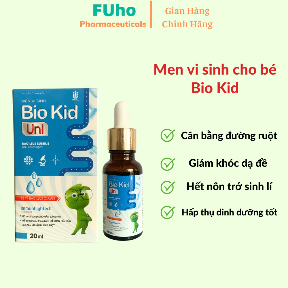 Men Vi Sinh Bio Kid Uni, Men tiêu hoá cân bằng đường ruột, giảm rối loạn tiêu hoá do loạn khuẩn đường ruột Duocphamfuho