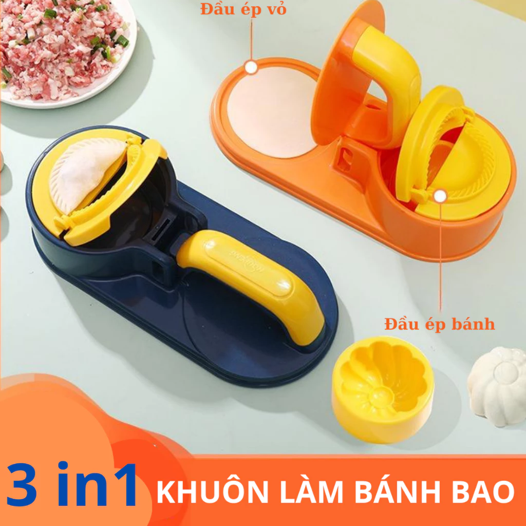 Dụng Cụ Ép Bột Bánh, Khuôn Làm Bánh Bao, Bánh Há Cảo Tích Hợp 3 Trong 1 Tạo Hình Tạo Kiểu Và Làm Bánh Tiện Dụng