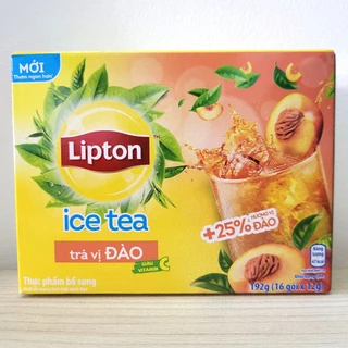 LIPTON (hộp ĐÀO 192g) TRÀ HÒA TAN VỊ ĐÀO 3 in 1 Peach Ice Tea