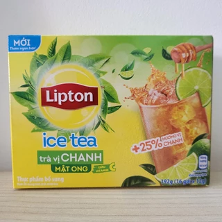 LIPTON (hộp CHANH 192g) TRÀ VỊ CHANH MẬT ONG HÒA TAN 3 IN 1 Lemon with Honey Ice Tea