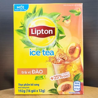 LIPTON - hộp ĐÀO 192g - TRÀ HÒA TAN VỊ ĐÀO / 3 in 1 Peach Ice Tea