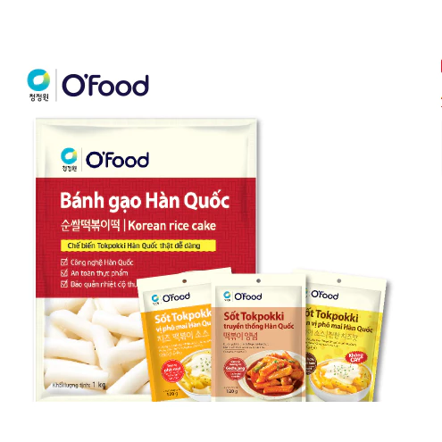 COMBO bánh gạo 1kg và 3 gói sốt tokbokki 120g O'food