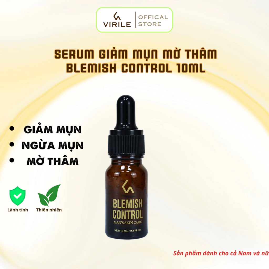 Serum chấm mụn Blemish Control Virile - 10ml Tinh dầu Tràm trà và Lộc đề giúp giảm mụn, thâm, sẹo