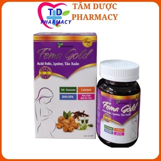 Vitamin tổng hợp cho bà bầu Femagold (lọ 30 viên), bổ sung sắt, canxi, chất xơ các vitamin, khoáng chất