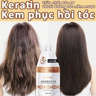 Kem phục hồi tóc Kem ủ tóc keratin 500ml Phục hồi tóc hư tổn tóc chẻ ngọn Phục hồi tóc uốn nhuộm Làm mượt tóc xơ