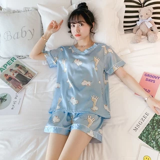 Đồ bộ lụa nữ mặc nhà, đồ ngủ nữ pyjama họa tiết dễ thương có bigsize P1