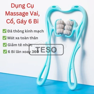 Dụng Cụ Massage Cổ, Vai Gáy 6 Bi Giúp Giảm Đau Tê Nhức Mỏi Hiệu Quả-Cây Mát Xa Cột Sống Cổ Và Toàn Thân Cầm Tay - TESOVN