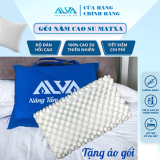 [TẶNG ÁO GỐ] Gối cao su Massage trứng gợn sóng G hỗ trợ cổ vai gáy ALVA 100% cao su thiên nhiên, màu trắng tinh khiết