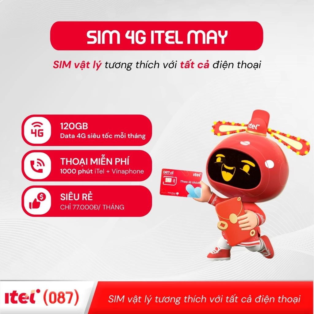 Siêu SIM 4G iTel MAY - Thoải mái DATA, không lo GIẬT LAG