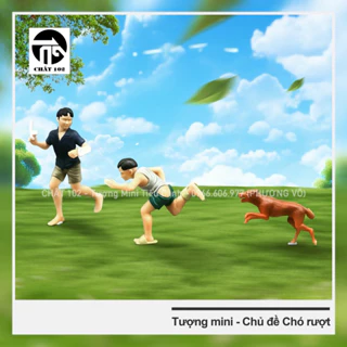 Tượng mini - Chủ đề Chó rượt - Phụ kiện trang trí Mô hình tí hon, tiểu cảnh