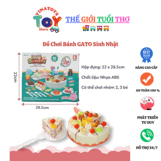 Đồ Chơi Bánh GATO Sinh Nhật VINATOYS, Có Âm Thanh Và Đèn Thổi Nến Như Thật Sử Dụng Pin, Nhựa An Toàn Cho Bé