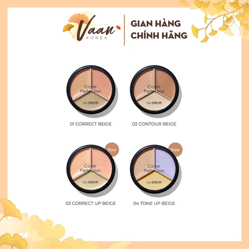 Bảng che khuyết điểm triệt sắc 3 ô đa năng The Saem Cover Perfection Triple Pot