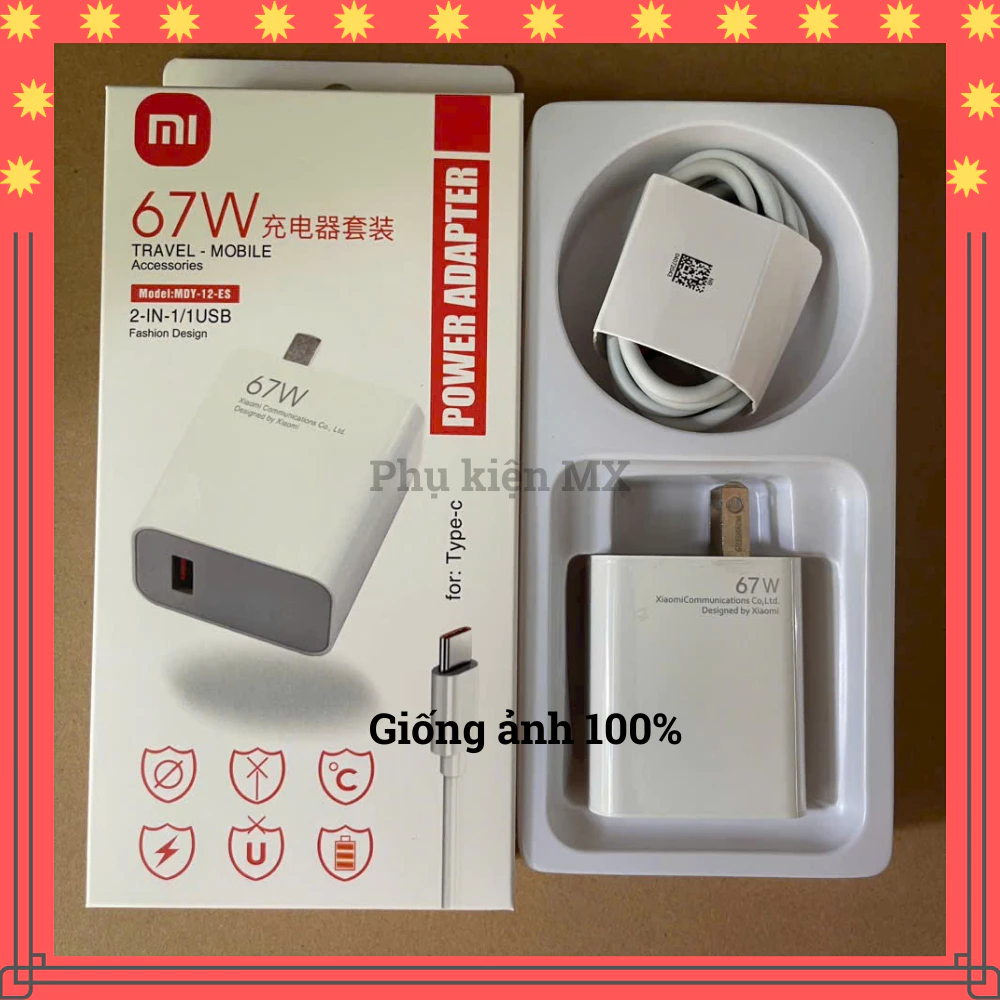 (BH 12 Tháng) Bộ Sạc Nhanh Xiaomi Mi 67W/Mi Turbo Charge - Cáp Sạc 6A USB Type-C cho mọi điện thoại hỗ trợ sạc nhanh