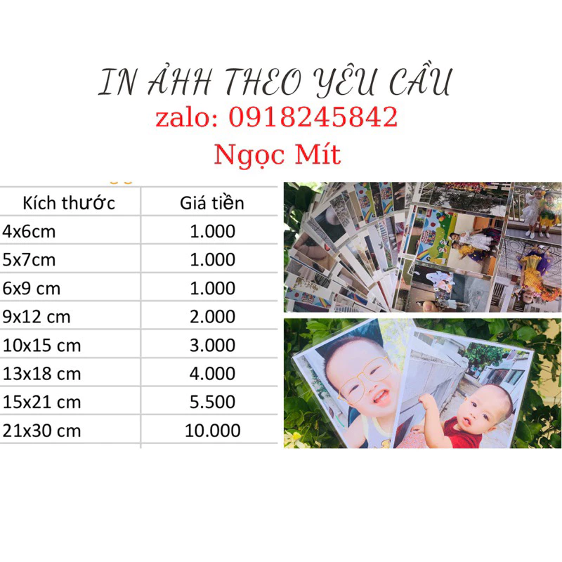 In ảnh theo yêu cầu 1k/1 tấm free ép plastic - in 10c tặng kèm 1 chiếc- size 3x4,4x6,5x7,6x9