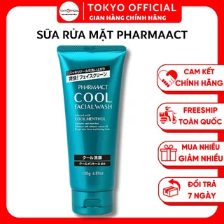 Sữa Rửa Mặt Nam Pharmaact Cool 130g Nhật Bản Cho Da Dầu, SRM Cho Nam Bạc Hà Mát Lạnh, Trắng Da Giảm Mụn | Tokyo Official