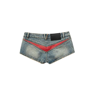 MICRO RED PATCHED SHORTS JEANS - VEINDALS