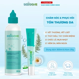 [Bộ đôi] Dung dịch kháng khuẩn DIZIGONE 300ml & Kem DIZIGONE Nano Bạc 25g: Lành thương nhanh, tái tạo da, ngăn ngừa sẹo