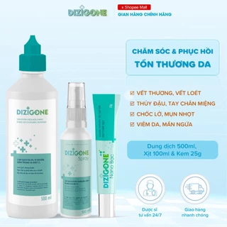 [Bộ 3] Dung dịch kháng khuẩn DIZIGONE 500ml & Xịt kháng khuẩn DIZIGONE 100ml & Kem DIZIGONE Nano Bạc 25g