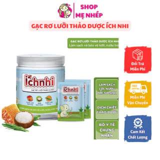 Gạc rơ lưỡi thảo dược Ích Nhi hộp 30 gói giúp vệ sinh răng miệng, làm sạch và bảo vệ lưỡi, nướu cho bé