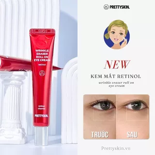 Kem mắt Retinol Prettyskin Wrinkle Eraser Roll On Eye Cream Retinol  giảm thâm, xóa nhăn 30ml