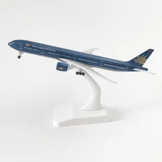 Mô hình máy bay Vietnam Airlines Boeing 777 KAVY bằng hợp kim nguyên khối có chân đế, bánh xe 20 cm