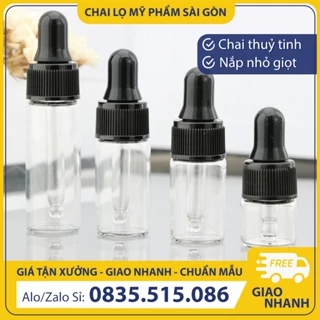 Chai  thủy tinh chiết nước hoa, tinh dầu, mỹ phẩm 1ml/ 2ml/ 3ml/ 5ml, chai có ống nhỏ giọt tiện lợi - BuyOne - BOPE26