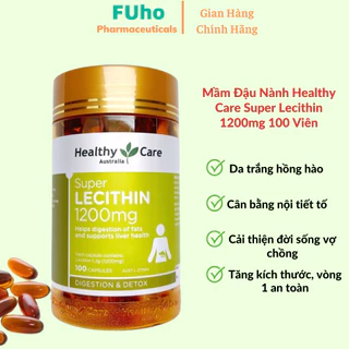 Viên Uống Mầm Đậu Nành Healthy Care Super Lecithin, Giúp Đẹp Da, Tăng Vòng 1 Duocphamfuho 100 viên