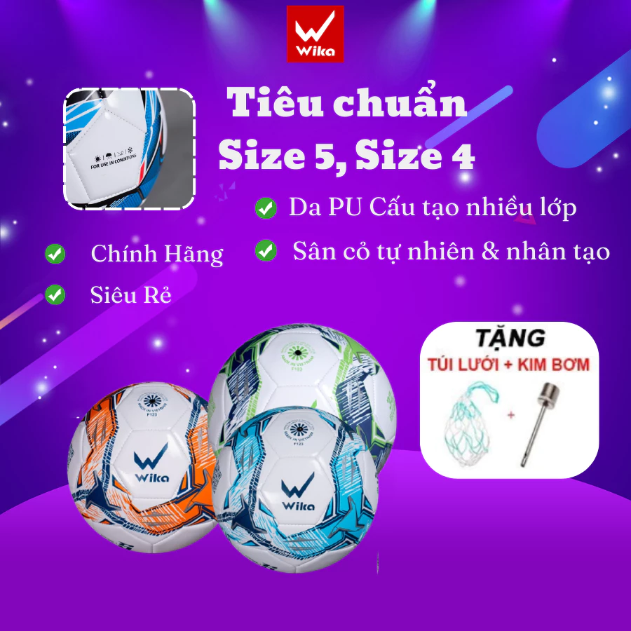 Quả Bóng Đá Số 5, Bóng Wika F123 F223 Chính Hãng, Banh Da Đạt Tiêu Chất Liệu Da Cao Cấp Cấu Tạo Nhiều Lớp