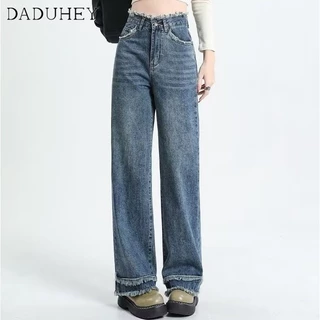 Quần Jeans Nữ Ống Xuông, Quần Bò Nữ Ống Xuông Tua Rua 2 Tầng HOT Đ53