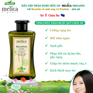 Dầu gội thảo dược hữu cơ Melica 300ml, với Keratin và Protein Thủy phân giúp sạch gầu,hết nấm ngứa, chống rụng tóc