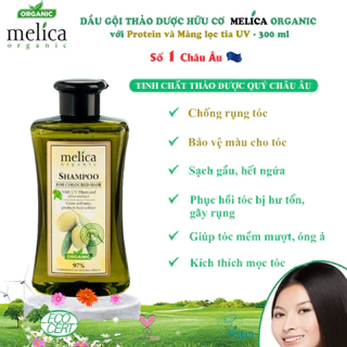 Dầu gội thảo dược hữu cơ Melica 300ml,với màng lọc tia UV và Protein thủy phân giúp sạch gầu,hết nấm ngứa,tóc bóng mượt