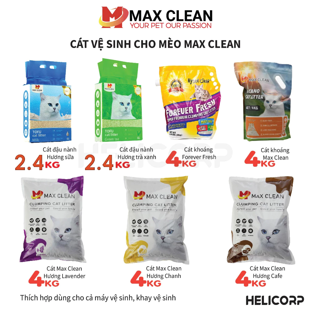 Cát Mèo, Cát Vệ Sinh Cho Mèo Max Clean - HeLiCorp