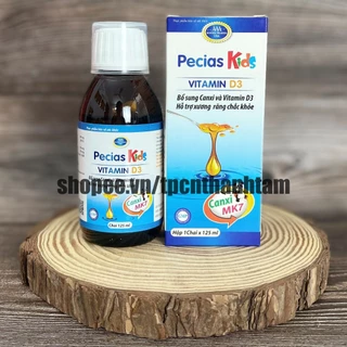 Siro bổ sung vitamin d3 cho bé Pecias KId với canxi, d3, giúp bé chắc xương, mọc răng - Chai 125ml