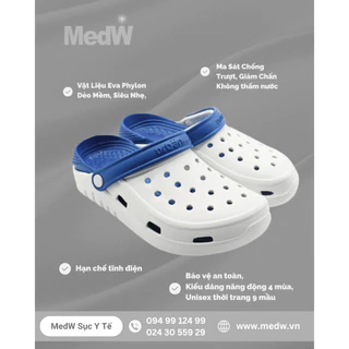 MedW Sục Y Tế Unisex Nam Nữ (Mầu Xanh Navy) Sục Dép Y Tế Bác Sĩ Dược Sĩ Chuyên Gia Y Tế Phòng Khám Bệnh Viện