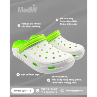 MedW Sục Y Tế Unisex Nam Nữ (Mầu Xanh Cốm ) Sục Dép Y Tế Bác Sĩ Dược Sĩ Chuyên Gia Y Tế Phòng Khám Bệnh Viện