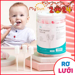 Vệ sinh rưa lưỡi răng miệng cho bé sơ sinh bằng que gạc tăm 100% cotton MySun