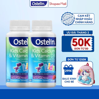 Combo 2 lọ canxi khủng long cho bé 90 viên Ostelin bổ sung vitamin D và canxi Vitamin D & Calcium Ostelin Kids của Úc