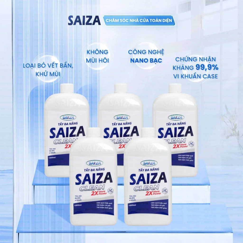 Combo 5 Tẩy Đa Năng SAIZA Loại Bỏ Vết Bẩn Khử Mùi Kháng Khuẩn 99,9% Với Công Nghệ NANO Bạc