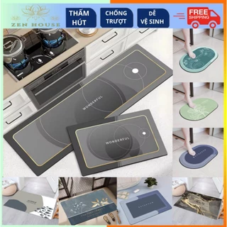 Thảm Chùi Chân Silicon (Cao cấp) Siêu Mềm Chống Trơn, Thấm Hút Trong 3 Giây Tốc Độ Bay Hơi Nhanh -THẢM TRẢI SÀN - CHỐNG