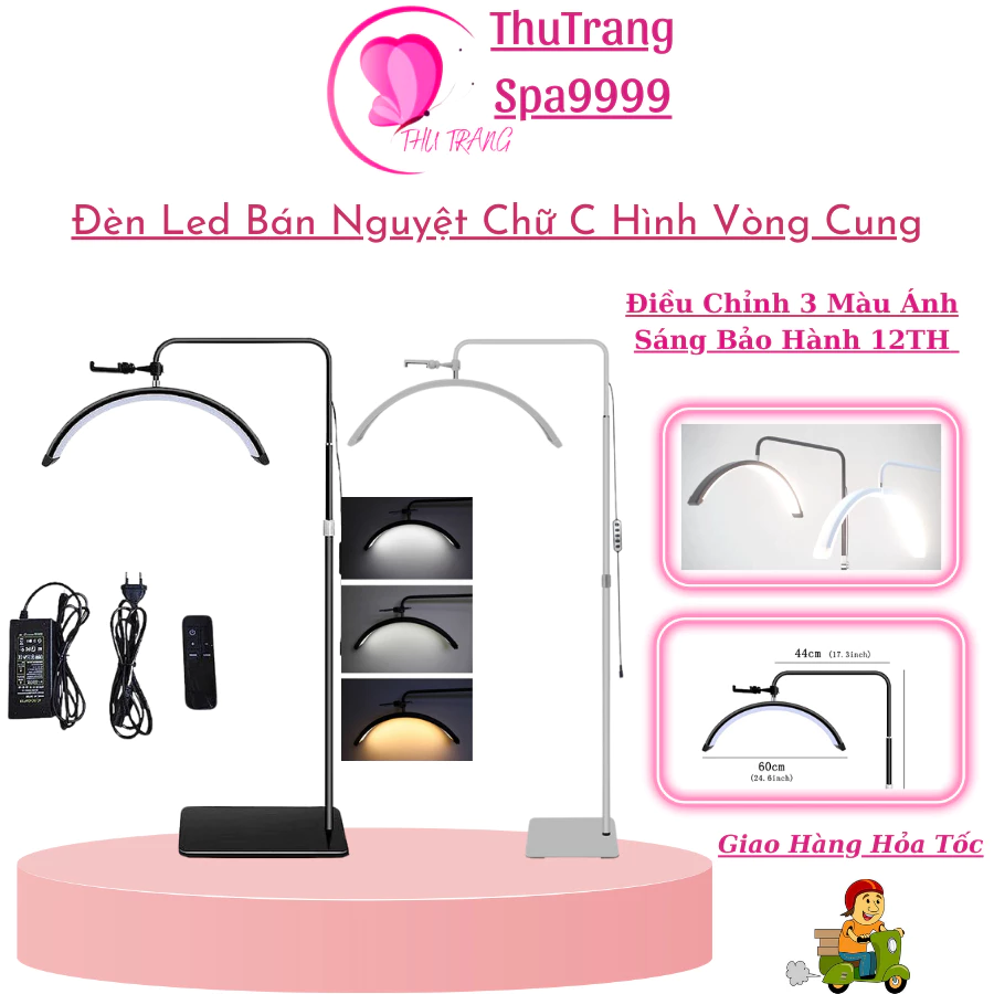 Đèn Bán Nguyệt Spa Đèn Led Soi Da Phun Xăm Chữ U | 3 Màu Ánh Sáng Chỉnh Mức Độ Ánh Sáng Chăm Sóc Da Spa