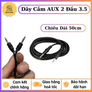 Dây cáp 3.5mm 2 đầu hỗ trợ mic cao cấp dài 0.5m AUX dùng cho loa tivi máy tính điện thoại màu đen