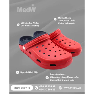 MedW Sục Y Tế Unisex Nam Nữ (Mầu Đỏ) Sục Dép Y Tế Bác Sĩ Dược Sĩ Chuyên Gia Y Tế Phòng Khám Bệnh Viện